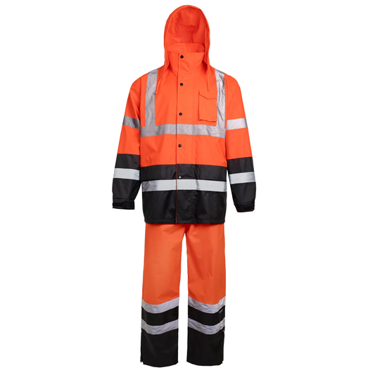 High-Visibility Waterproof Rain Gear Set – ANSI Class 3 & Class E for All-Weather Protection