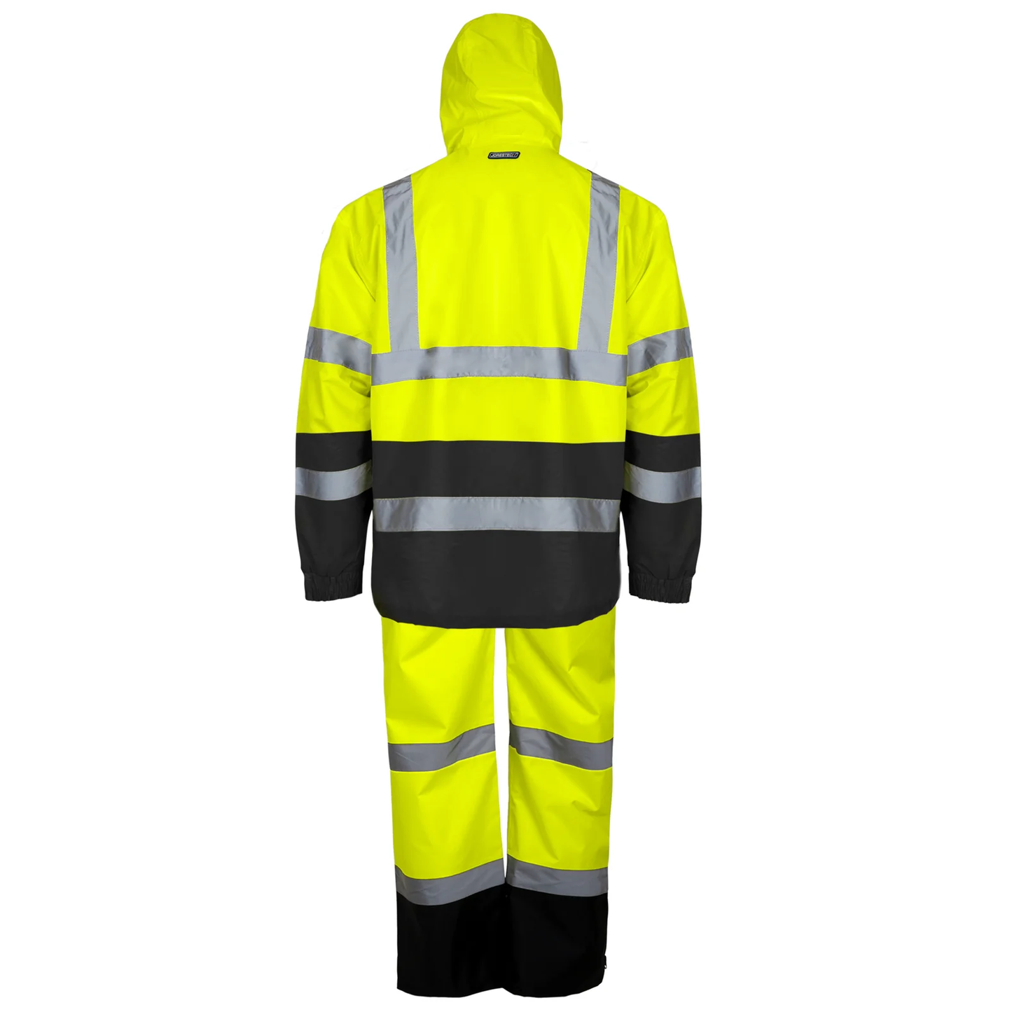 High-Visibility Waterproof Rain Set – ANSI Class 3 Safety Jacket paired with Overall Pants